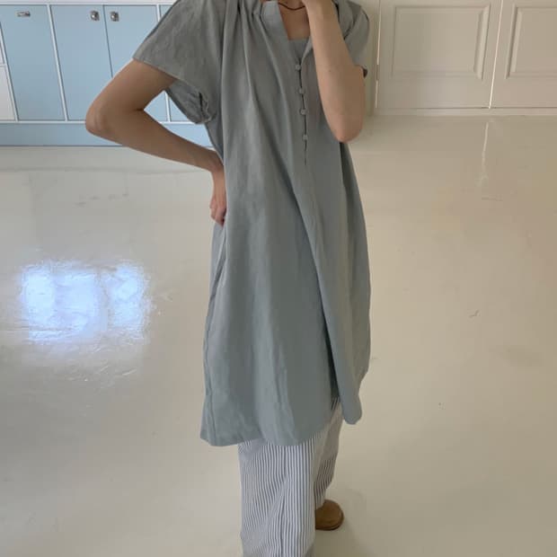 울림 린넨 셔츠 원피스