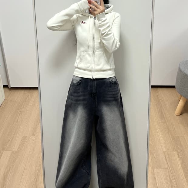 홀리스터 슬림핏 누빔안감 아이보리 후드집업