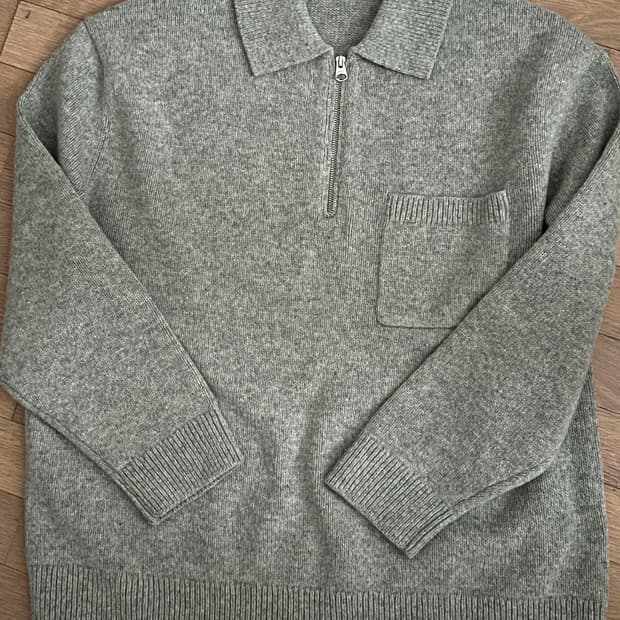 아르켓 하프 니트 집업 그레이 XL