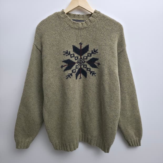 [L] 아베크롬비  패턴 니트 스웨터 카키