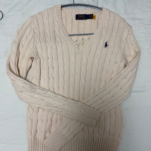 폴로 랄프로렌 케이블 브이넥 니트 아이보리 xs