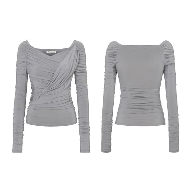 [새상품]페인오어플레져 DRAPED OFF SHOULDER TOP 그레이