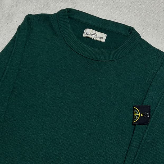 S 스톤아일랜드 그린 울 혼방 패치와펜 니트