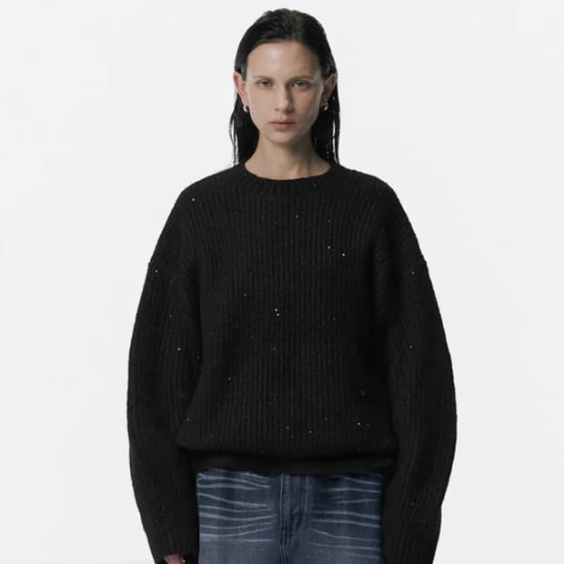 트리밍버드 spangle knit Pullover  black