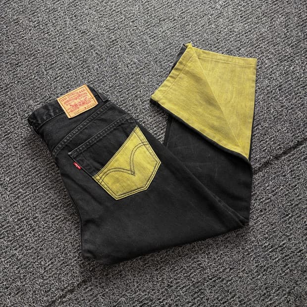 리바이스 505 페인팅 커스텀 믹스업 블랙 데님 팬츠 3148