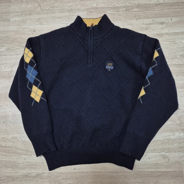 닥스 골프 남성 다이아몬드 패턴 방풍 반집업 니트 L(100)