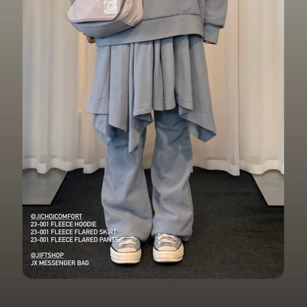 지초이 23-001 플리츠 레깅스, 치마 set (블루 그레이)