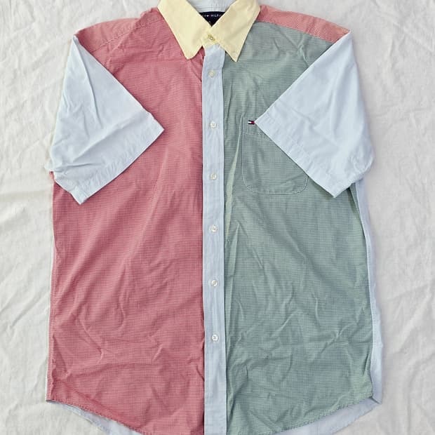 TOMMY HILFIGER 타미힐피거 컬러블록 반팔 셔츠