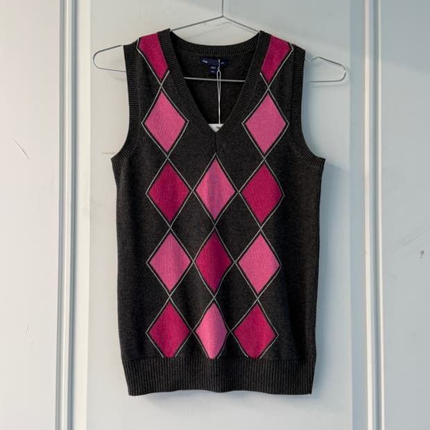 일본빈티지 갭 아가일 니트베스트