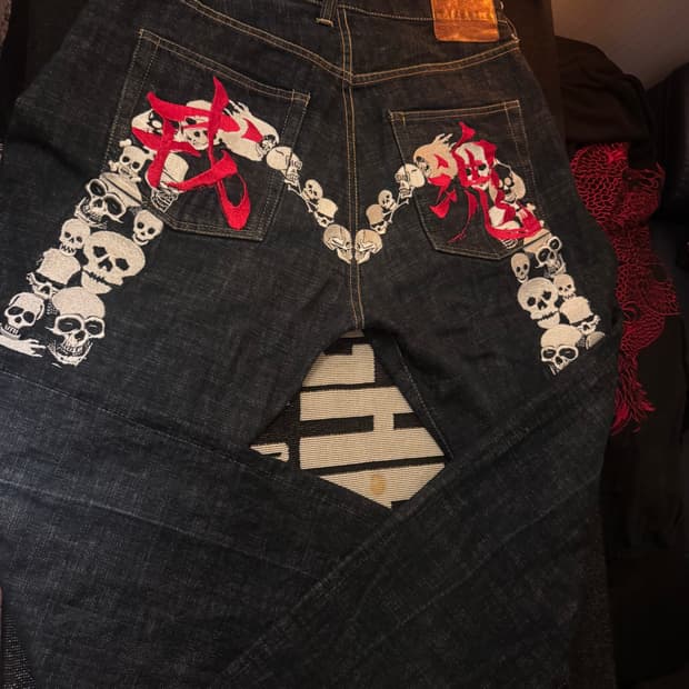 EVISU Martial Spirit Skull Denim Pants