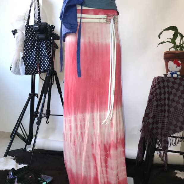 KAILANI USA Pink Tie-Die Long Skirt