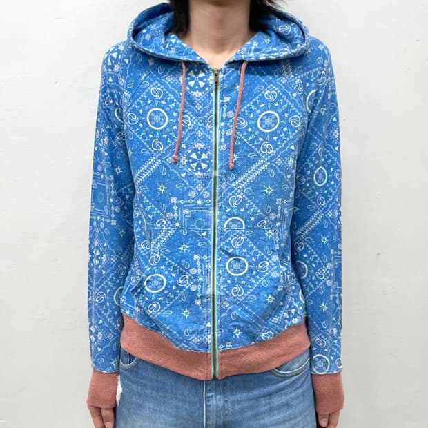 Blue & Blue Ethnic Hooded Zip-Up 