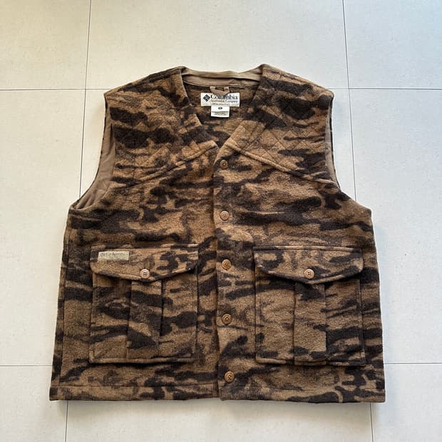 00s 콜롬비아 빈티지 타이거카모 울 베스트 XL