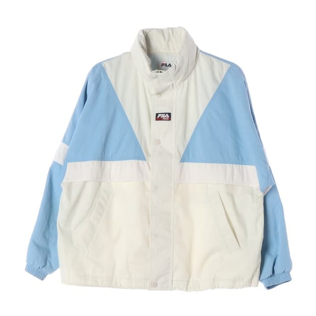 휠라 스카이블루 배색 올드스쿨 웜업 자켓 M