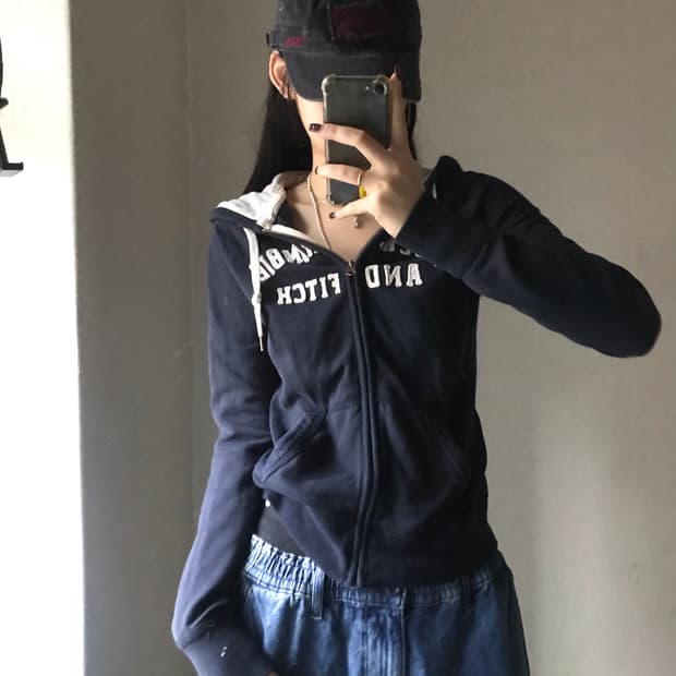 아베크롬비 네이비 딱붙핏 후드집업