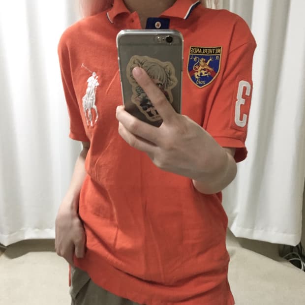 폴로 랄프로렌 오렌지 네덜란드 빅포니 카라 반팔 티셔츠