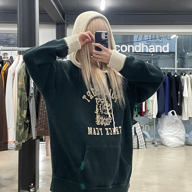 폴로 스포츠 오버핏 후드 니트