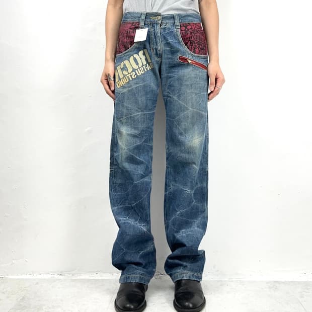 Batsu Studio Rock Graphic Denim Pants   