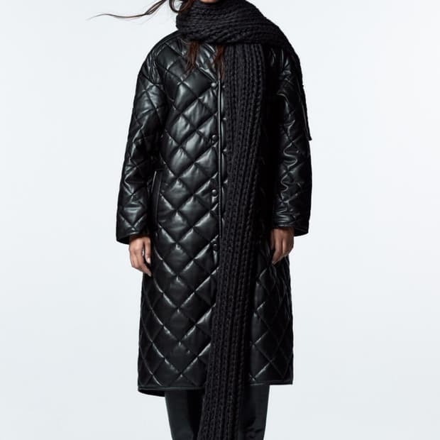 자라 누빔 롱패딩