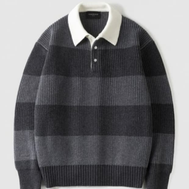 포커페이스 럭비 니트 스웨터 50 그레이차콜