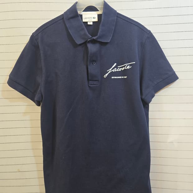라코스테 네이비 슬림핏 폴로티 US S