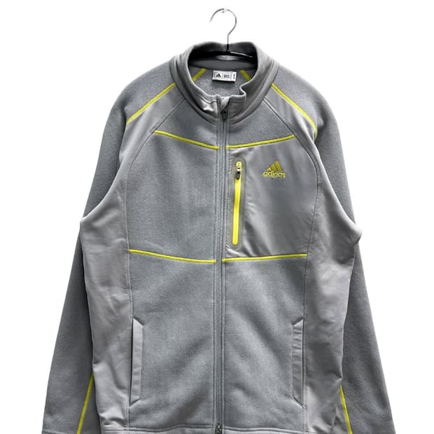 아디다스 골프 플리스 집업 자켓 (밑단 스트링) 그레이/옐로우