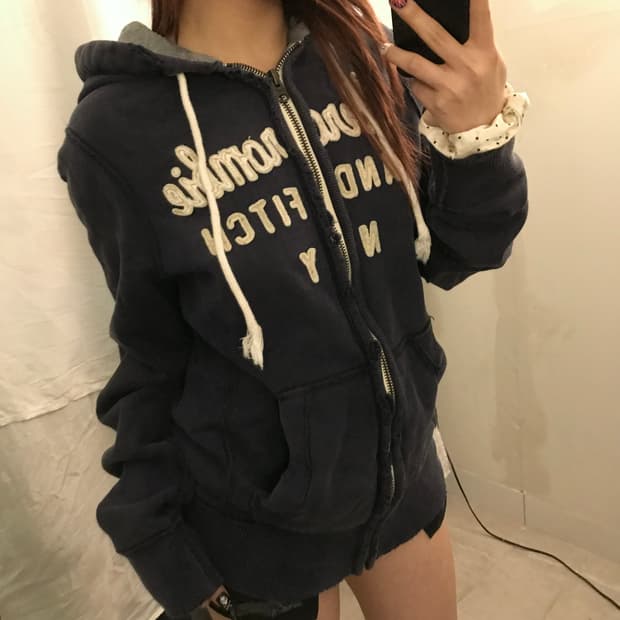 Abercrombie 아베크롬비 데미지 기모 후드집업
