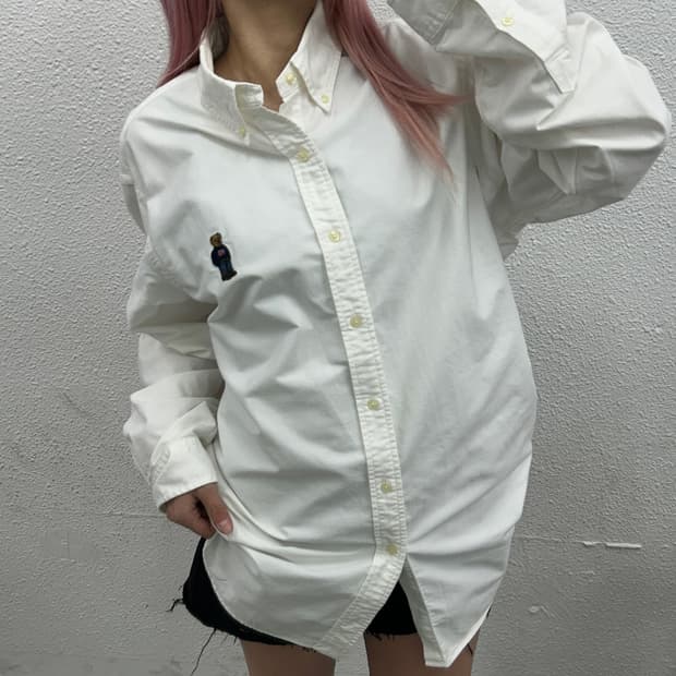폴로 랄프로렌 곰돌이 로고 화이트 셔츠 XL