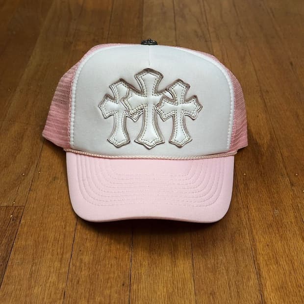 90s 빈티지 크롬하츠 아카이브 베이비 핑크 세메터리 트러커캡
