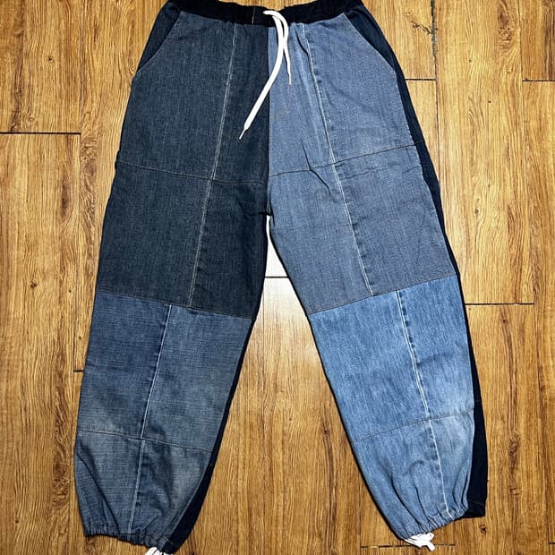 빈티지 패치워크 와이드 데님 팬츠