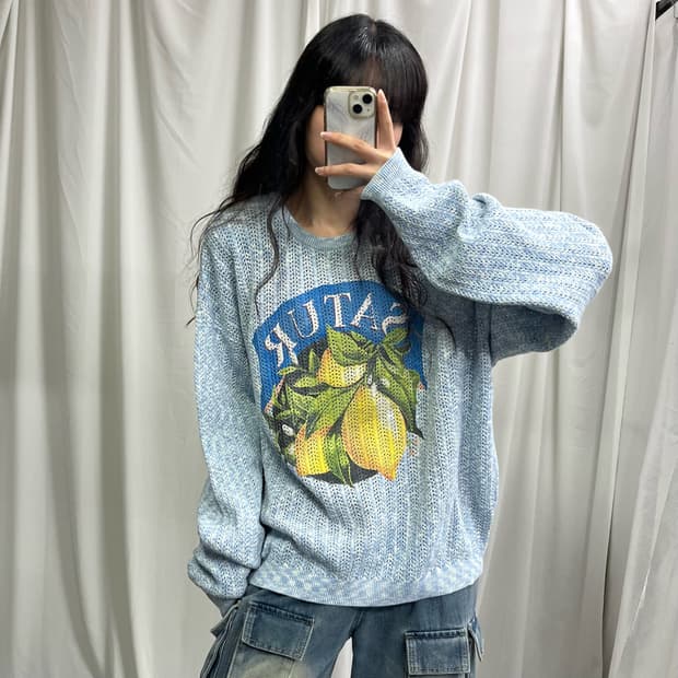 Satur coast citron natural mesh knit