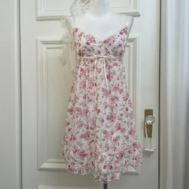 pink flower lace lovely fairy midi opc
