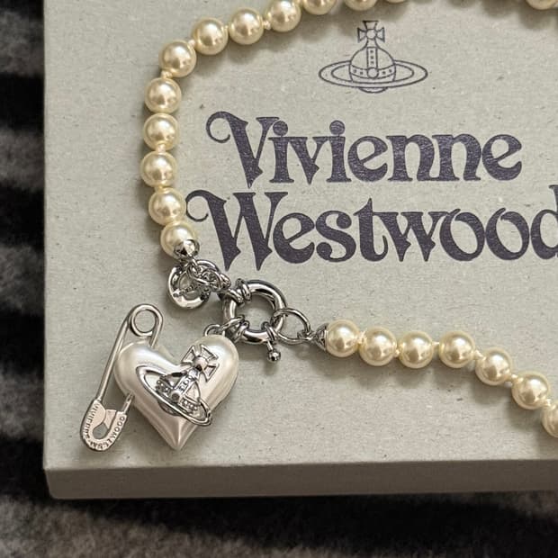 비비안웨스트우드 오리에타 진주 클립 하트 초커 목걸이