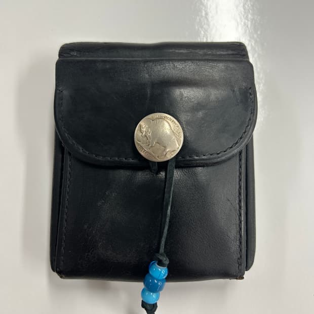 goros 고로스 새들레더 블랙 콘초 반지갑