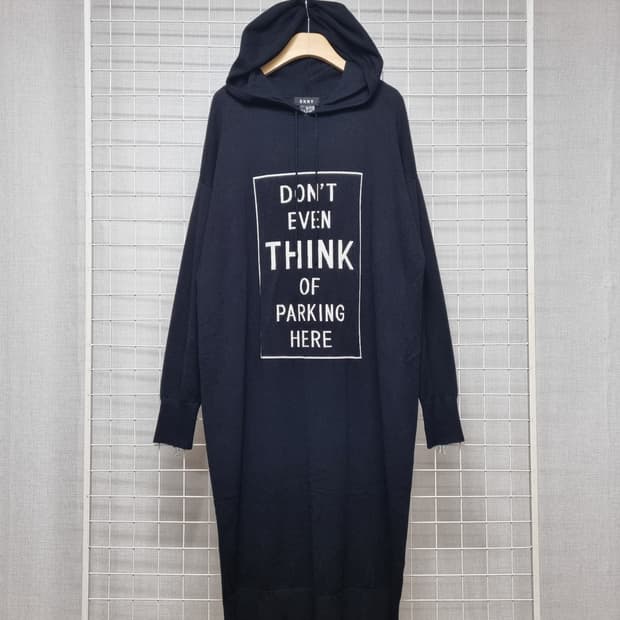 DKNY 블랙 후드 니트원피스