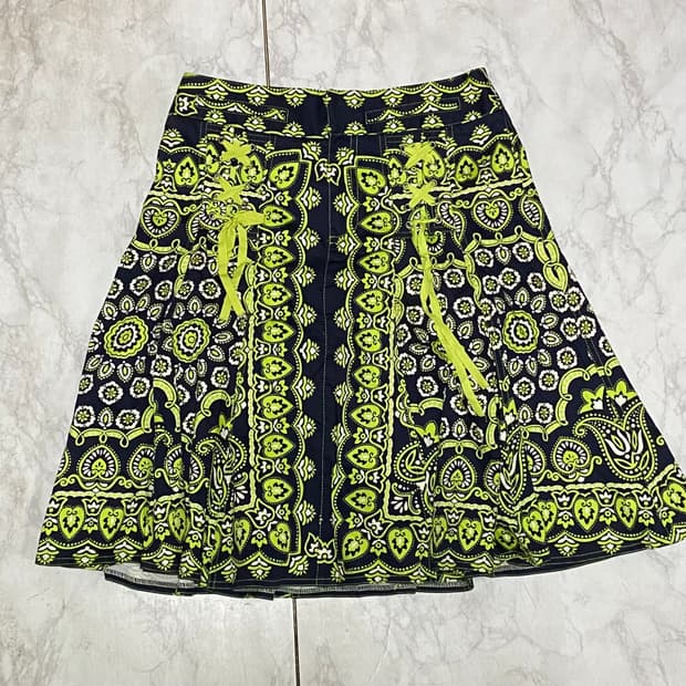 y2k 패턴 주름 빈티지 치마 여성 29인치