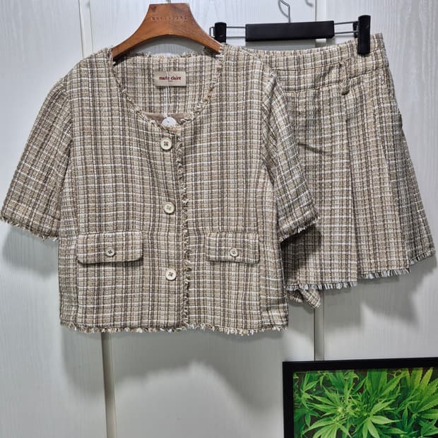 마리끌레르 트위드 반팔 자켓 셋업
