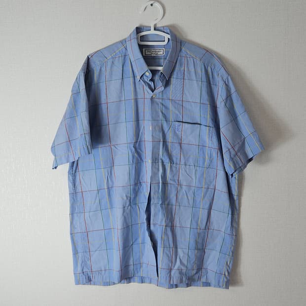 입생로랑 YSL 정품 스카이블루 반팔셔츠 하프 옴므 빈티지 올드스쿨 95