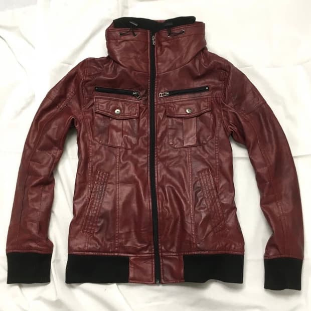 Blood red high neck jacket