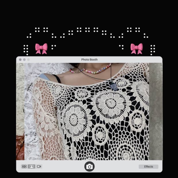 크로쉐 롱 슬리브 그물 니트