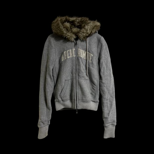 아베크롬비 퍼 트리밍 후드 집업