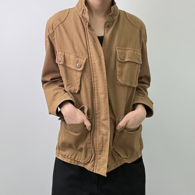 네버씬띵 브라운 멀티 포켓 코튼 필드 자켓 M