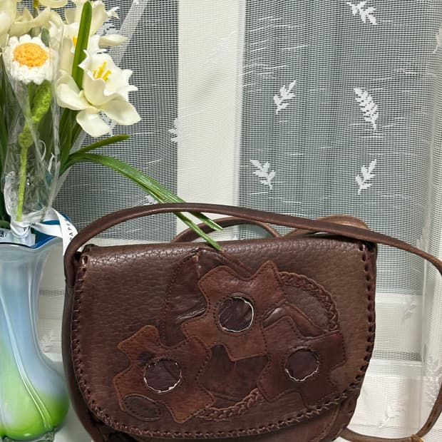 레더 브라운 빈티지 백 