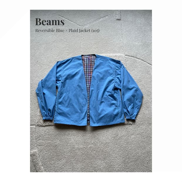 Beams 리버서블 블루 × 체크 자켓 (105)