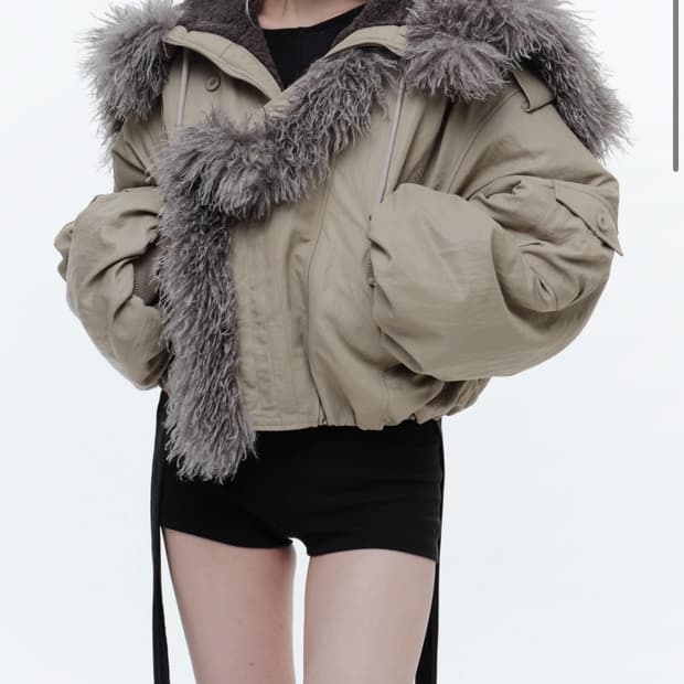 wettag hooded shearling bomber jacket