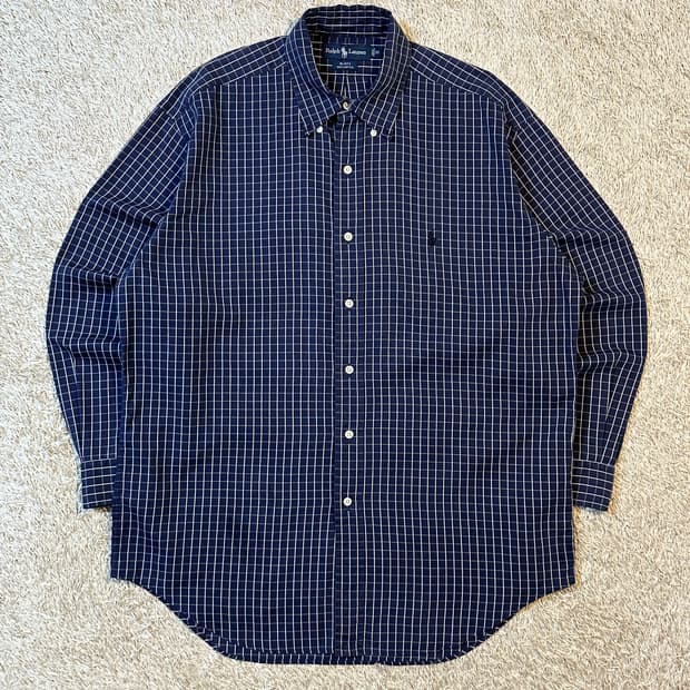 폴로 랄프로렌 POLO 네이비포니 코튼 체크셔츠 네이비