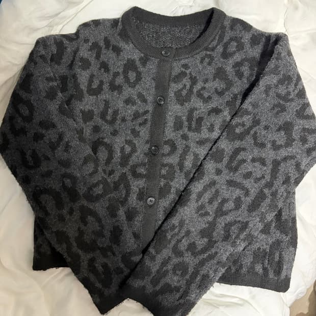 원더원더 노나 레오파드 호피 브러쉬 니트 가디건