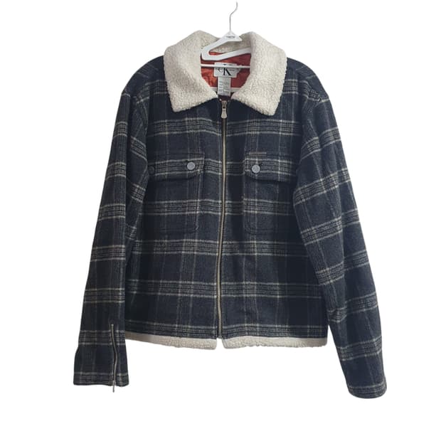 캘빈클라인 겨울용 울자켓 체크 뽀글이 여성77