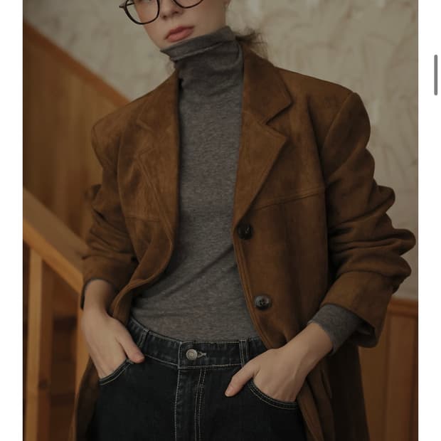 룸페커 더엔크 스웨이드 노카라 자켓