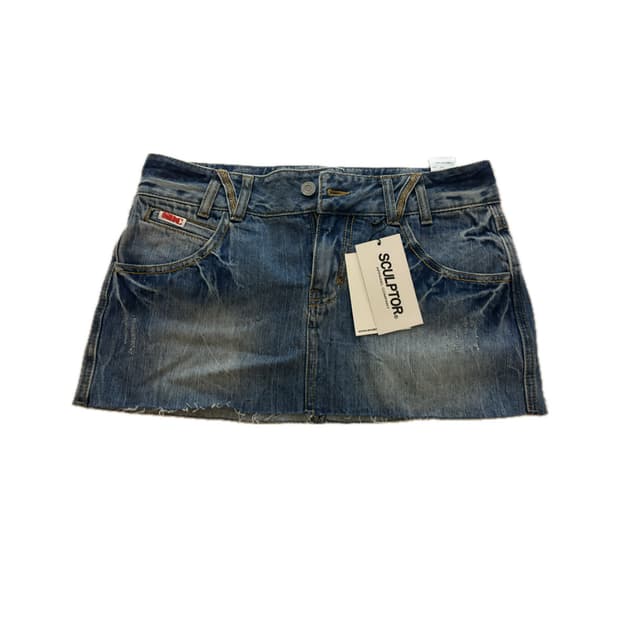 스컬프터  Vintage Micro Denim Skirt Blue새제품